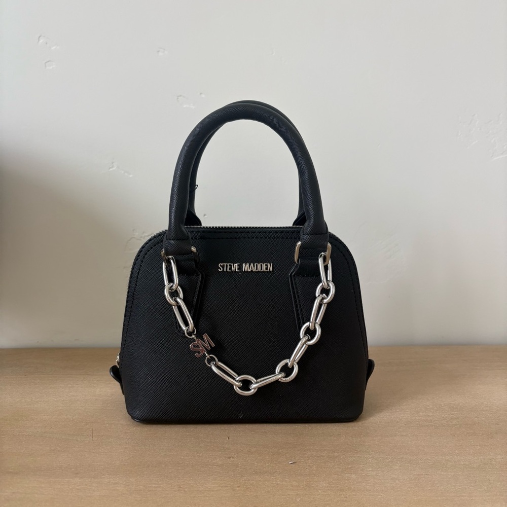 Steve Madden Black Mini Bag with Chain Detail